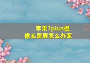 苹果7plus摄像头黑屏怎么办呢