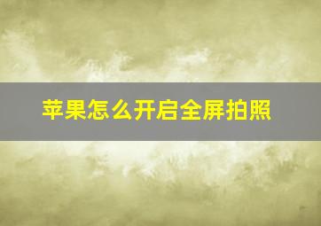 苹果怎么开启全屏拍照