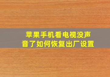 苹果手机看电视没声音了如何恢复出厂设置