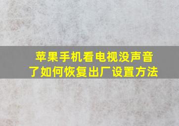 苹果手机看电视没声音了如何恢复出厂设置方法