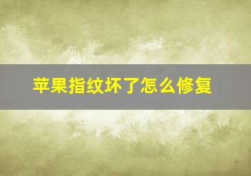 苹果指纹坏了怎么修复