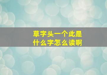 草字头一个此是什么字怎么读啊