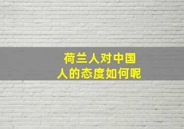 荷兰人对中国人的态度如何呢