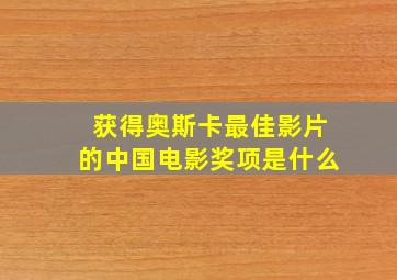 获得奥斯卡最佳影片的中国电影奖项是什么