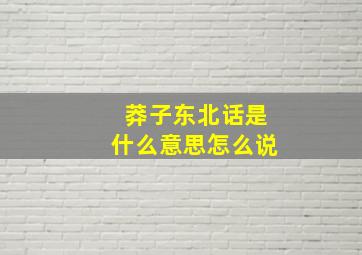 莽子东北话是什么意思怎么说