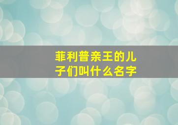 菲利普亲王的儿子们叫什么名字