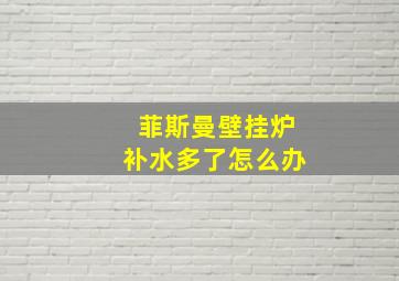 菲斯曼壁挂炉补水多了怎么办