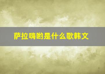 萨拉嗨哟是什么歌韩文