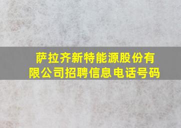 萨拉齐新特能源股份有限公司招聘信息电话号码