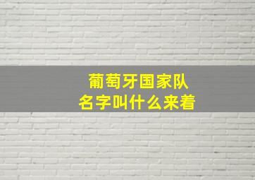 葡萄牙国家队名字叫什么来着