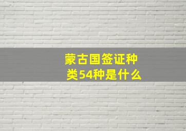 蒙古国签证种类54种是什么