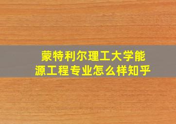 蒙特利尔理工大学能源工程专业怎么样知乎