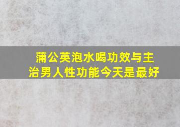 蒲公英泡水喝功效与主治男人性功能今天是最好