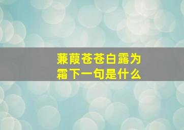 蒹葭苍苍白露为霜下一句是什么