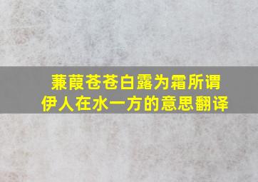 蒹葭苍苍白露为霜所谓伊人在水一方的意思翻译