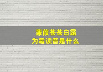 蒹葭苍苍白露为霜读音是什么