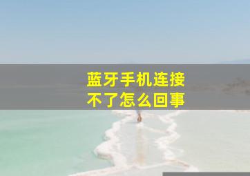 蓝牙手机连接不了怎么回事