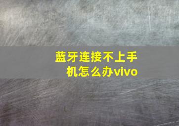 蓝牙连接不上手机怎么办vivo