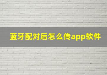 蓝牙配对后怎么传app软件