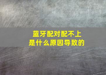 蓝牙配对配不上是什么原因导致的