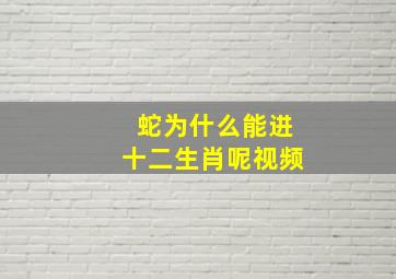 蛇为什么能进十二生肖呢视频