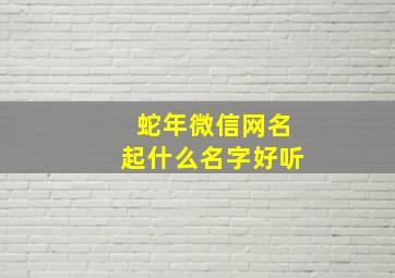 蛇年微信网名起什么名字好听