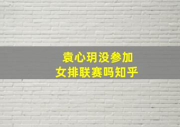 袁心玥没参加女排联赛吗知乎