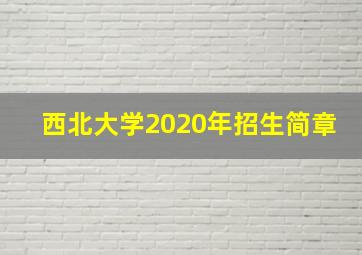 西北大学2020年招生简章