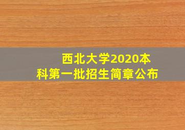 西北大学2020本科第一批招生简章公布