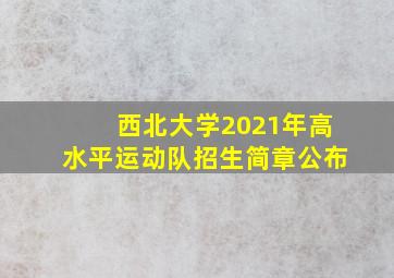 西北大学2021年高水平运动队招生简章公布