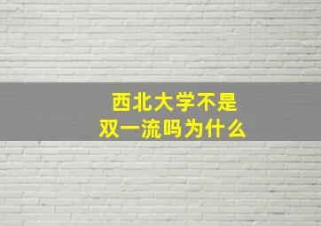 西北大学不是双一流吗为什么