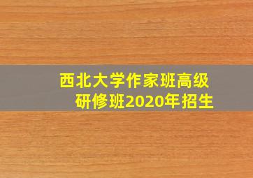 西北大学作家班高级研修班2020年招生