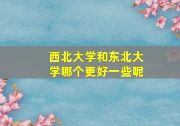 西北大学和东北大学哪个更好一些呢