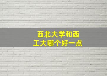 西北大学和西工大哪个好一点