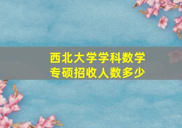 西北大学学科数学专硕招收人数多少