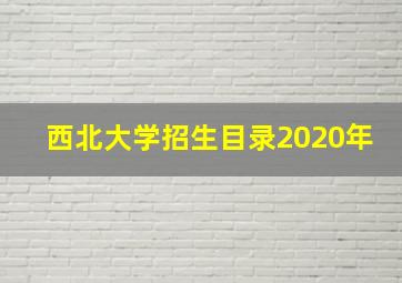 西北大学招生目录2020年