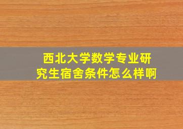 西北大学数学专业研究生宿舍条件怎么样啊