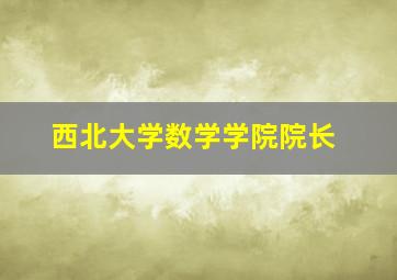 西北大学数学学院院长