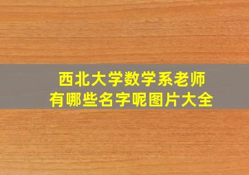 西北大学数学系老师有哪些名字呢图片大全