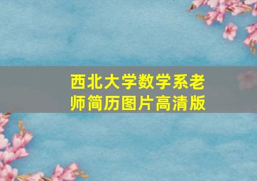 西北大学数学系老师简历图片高清版