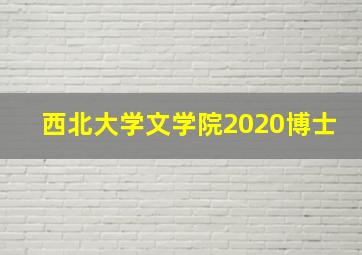 西北大学文学院2020博士