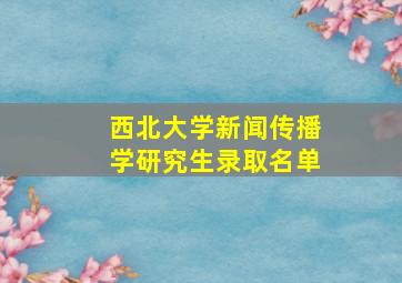 西北大学新闻传播学研究生录取名单