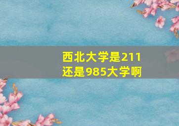 西北大学是211还是985大学啊