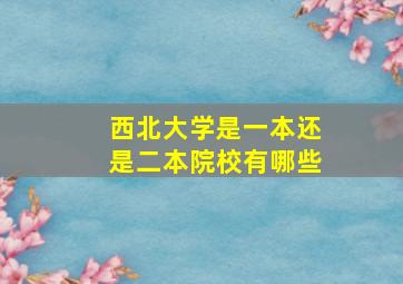 西北大学是一本还是二本院校有哪些