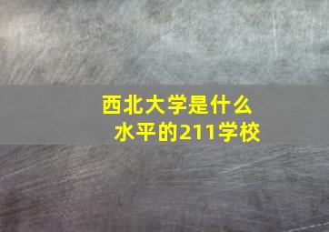 西北大学是什么水平的211学校