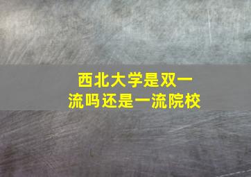 西北大学是双一流吗还是一流院校