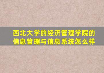 西北大学的经济管理学院的信息管理与信息系统怎么样