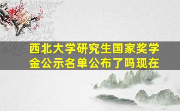 西北大学研究生国家奖学金公示名单公布了吗现在