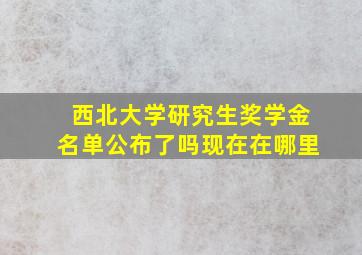 西北大学研究生奖学金名单公布了吗现在在哪里