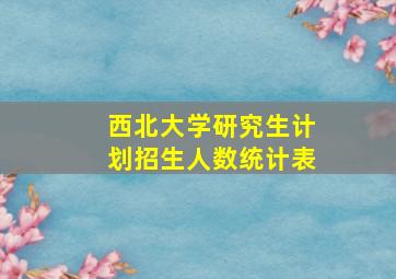 西北大学研究生计划招生人数统计表